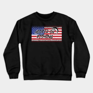 'Hooked on Fishing' Cool Fishing Gift Crewneck Sweatshirt